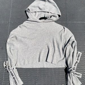 Divided Grey Cropped Hoodie